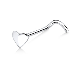 Heart Shaped Curved Nose Stud Silver NSKB-05